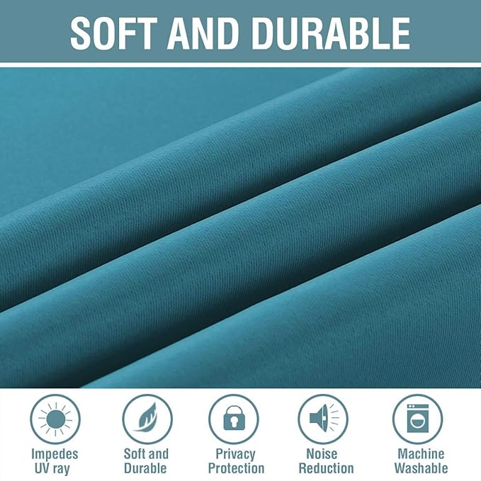 H.VERSAILTEX Blackout Thermal Insulated Living Room Curtains 84 inches Long Kids Boys Room Curtains for Bedroom - Room Darkening Window Treatment Grommet One Panel, Turquoise Blue, 52'W x 84'L