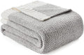 Snuggle Sac Buttery Grey Throw Blanket for Couch, Reversible Super Soft Warm Blankets Cozy Knit Fuzzy Plush Lightweight Throws for Sofa, Bed, Heather Grey, 50"x 60"