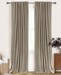 100% Blackout Shield Linen Blackout Curtains for Bedroom 96 Inches Long, Back Tab/Rod Pocket Living Room Drapes, Thermal Insulated Blackout Curtains 2 Panels Set, 50" W x 96" L, Faux Linen