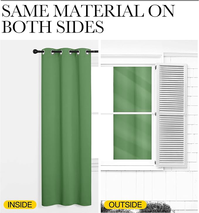 NICETOWN Bedroom Curtains Blackout Drapery Panels, 2 Panels, 70 x 108 inches, Forest Green, Three Pass Microfiber Thermal Insulated Solid Ring Top Blackout Window Curtains/Drapes