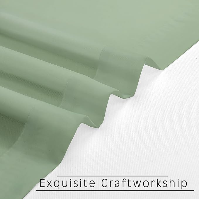 OWENIE Sage Green Sheer Curtains 36 Inches 2 Panels Set - Kitchen Tiers Valances Curtains Light Filter Rod Pocket Voile Cafe Curtains for Kitchen Bathroom Small Half Window, 42 in W x 36 in L