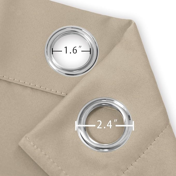LEMOMO Blackout Curtains 66 x 54 Inch Long Khaki Curtains Set of 2 Panels Room Darkening Curtains for Bedroom and Living Room
