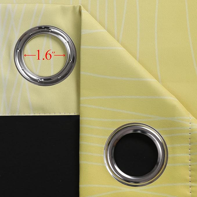 Estelar Textiler Black and Yellow Gradient Blackout Curtains for Bedroom, Thermal Insulated Ombre Blackout Drapes, Full Light Blocking Energy Saving Curtains for Living Room, 52Wx108L, 2 Panels