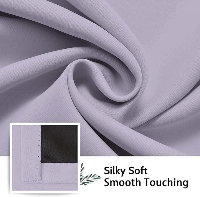 SimpleHome 100% Blackout Curtains for Bedroom,Thermal Insulated Lilac Grommet Window Drapes Room Darkening Curtains for Living Room with Black Back,42 x 54 Inch,2 Panels