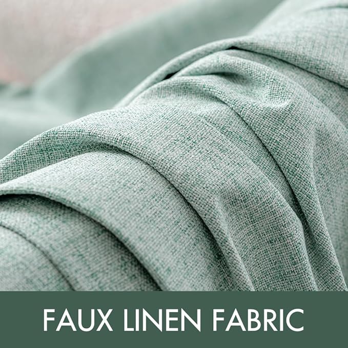 MIULEE Linen Texture Curtains for Bedroom Solid 100% Blackout Thermal Insulated Seafoam Green Curtains Grommet Room Darkening Draperies for Living Room Nursery 52x108 Inch (2 Panels)