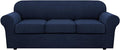H.VERSAILTEX 4 Piece Stretch Sofa Covers for 3 Cushion Couch Covers for Living Room Furniture Slipcovers (Base Cover Plus 3 Seat Cushion Covers) Upgraded Thicker Jacquard Fabric (Sofa, Navy)