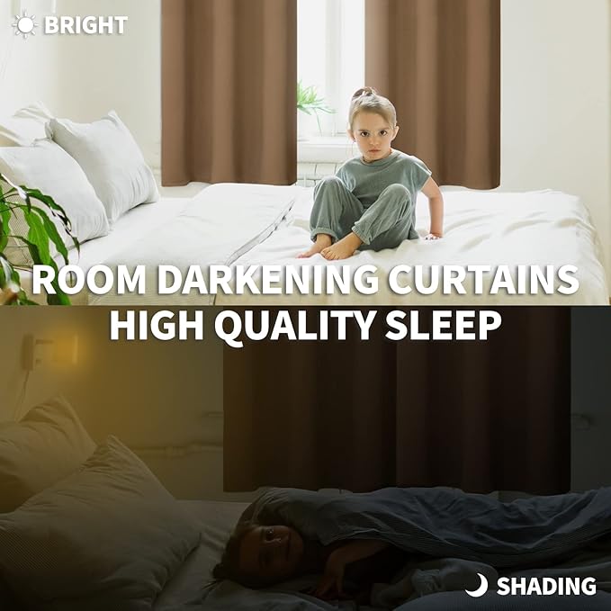 BGment Blackout Curtains for Living Room - Grommet Thermal Insulated Room Darkening Curtains for Bedroom, 2 Panels of 42 x 72 Inch, Taupe
