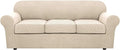H.VERSAILTEX 4 Piece Stretch Couch Covers for 3 Cushion Couch Sofa Furniture Slipcovers Feature Upgraded Thicker Jacquard Fabric (Sofa, Natural)