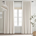 Topfinel 94 Inches Long Custom Ceiling Cream White Blackout Beige Curtains, Light Blocking Track Soundproof Curtains, Decorative Elegant Farmhouse Linen Curtains 52" X 94" for Living Room 2 Panels
