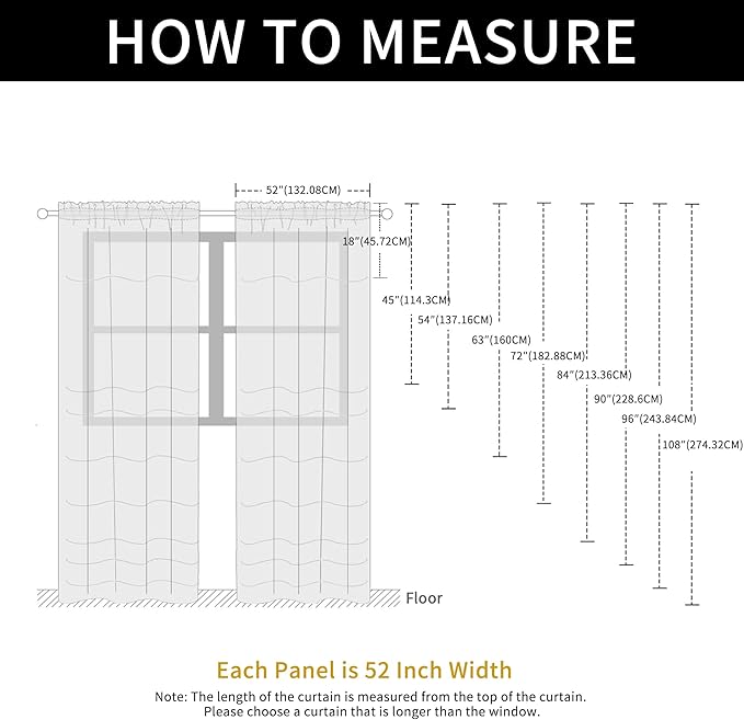 SpaceDresser Sheer Voile Window Treatment Rod Pocket Curtain Panels for Kitchen Bedroom Living Room Drapes Sunlight Filtering Privacy Semi Home Decor Assorted Colors Sizes (Ivory, 52 W x 54 L)
