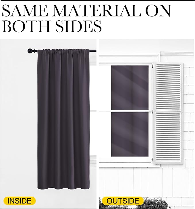 NICETOWN Blackout Curtains for Bedroom, Blackout Curtain Panels, Greyish Purple, 1 Pair, 42 by 45-inch, Window Treatment Energy Saving Thermal Insulated Solid Rod Pocket Blackout Drapes/Draperies