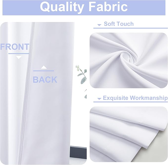 Simplebrand Ava Pure White Curtains 24 Inches Long 2 Panels, Light Filtering Half Window Rod Pocket Privacy Short Curtains, Thermal Insulated Curtain Tiers for Kitchen Bathroom Shades, W30 x L24 Inch