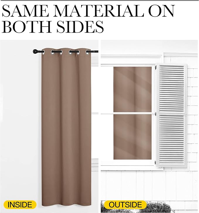 NICETOWN Bedroom Blackout Curtains and Drapes, Set of 2, 55 by 108 Inch, Cappuccino, Window Treatment Thermal Insulated Solid Grommet Blackout Draperies for Bedroom