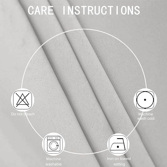 LEMOMO Blackout Curtains 66 x 72 Inch Long Light Grey Curtains Set of 2 Panels Room Darkening Curtains for Bedroom and Living Room