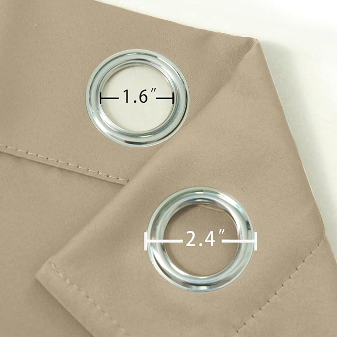 LEMOMO Blackout Curtains 66 x 54 Inch Long Beige Curtains Set of 2 Panels Room Darkening Curtains for Bedroom and Living Room