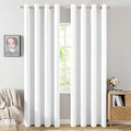 MIULEE Linen Textured Curtains Solid 100% Blackout for Bedroom Thermal Insulated Bright White Grommet Room Darkening Curtains & Drapes Luxury Decor for Living Room Nursery 52 x 72 Inch (2 Panels)
