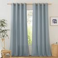 NICETOWN Rustic Linen 144 inch Long Curtains for Living Room, Grommet Privacy Added Thick Linen Weave with Light Filter Window Curtains & Drapes for Bedroom, Stone Blue, W55 x L144, 2 Panels