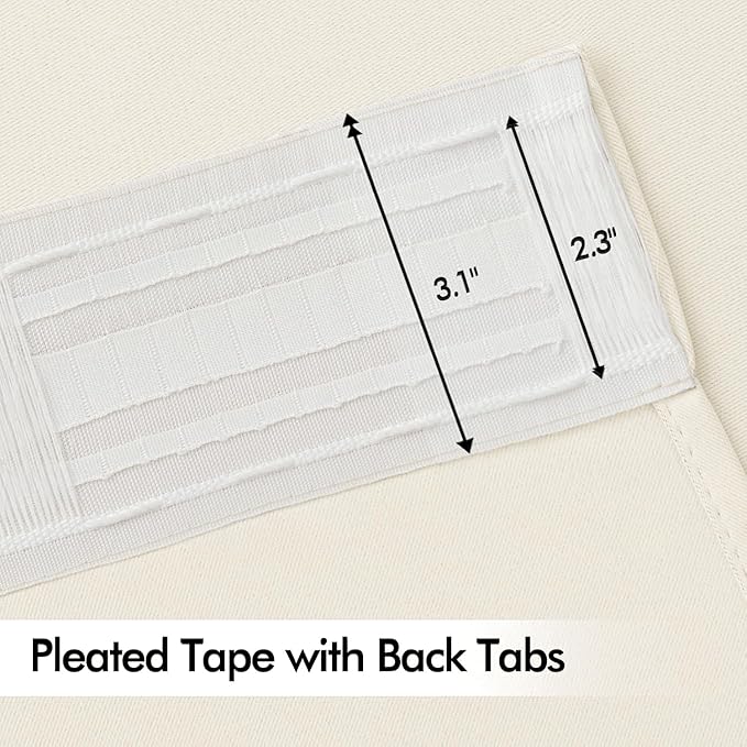 MIULEE Birch Back Tab Blackout Curtains 63 Inch Length 2 Panels Set for Living Room Bedroom Privacy, Rod Pocket/Pinch Pleat Thermal Insulated Room Darkening Pleated Light Blocking Drapes