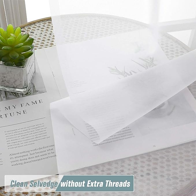 White Sheer Curtains Tier 36 Inches Length 2 Panels Set, Light Filtering Lightweight Soft Window Treatments Drapes, Cute Elegant Cafe Curtains for Nursery, Dual Rod Pocket, 2x42Wx36L Inches