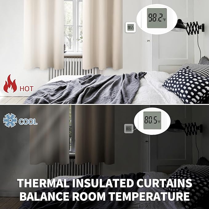 BGment Blackout Curtains - Grommet Thermal Insulated Room Darkening Bedroom and Living Room Curtains, Set of 2 Panels (46 x 84 Inch, Champagne)