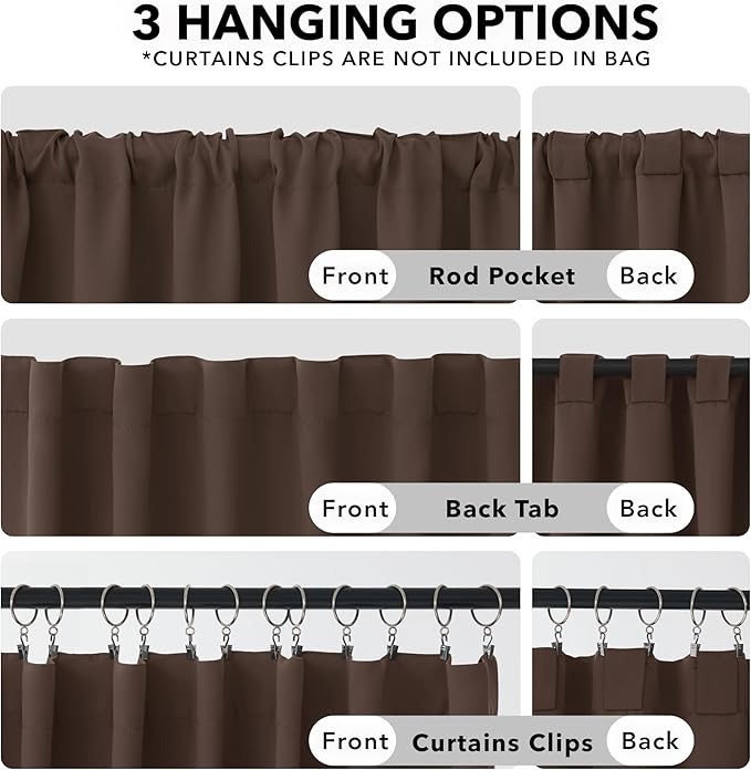 Deconovo Blackout Curtains, Thermal Insulated, W42 x L84 2 Panels, Back Tab, Machine Washable, Room-Darkening Drapes for Bedroom/Living Room Brown