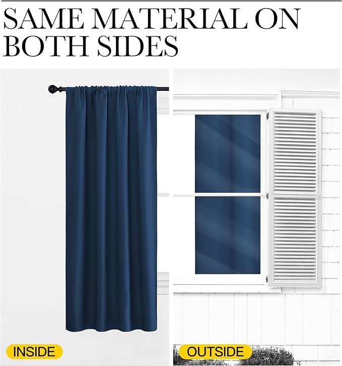 NICETOWN RV Blackout Curtains for Camper Windows, Moroccan Blue, 29" Wide by 40" Long, 2 PCs, Short Blackout Curtains & Drapes, Thermal Insulated Blackout Curtain Panels for Kids Room, Play Room