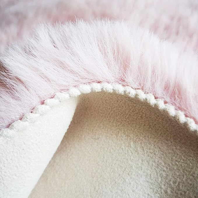 Ghouse Ultra Soft Faux Rabbit Fur Rug 4x6, Machine Washable Area Rugs for Bedroom Fluffy Rugs for Living Room, No-Shedding Carpet Sheepskin Rug Pink