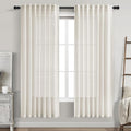 Nanspring Cream Linen Curtains 71 Inches Long for Bedroom Back Tab Light Filtering Privacy Sheer Curtains Modern Farmhouse Coastal Decor Cotton Textured Gauze Curtain for Bathroom 2 Panel Set 52x71