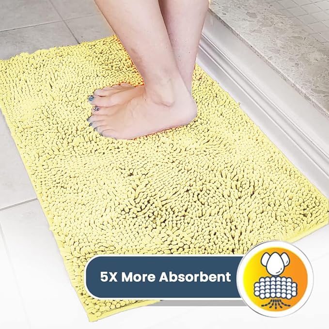 Muddy Mat® | Super Absorbent Door Mat Indoor, Microfiber Quick Dry Chenille Entryway Rug, Non-Slip Front Door Mat, Indoor Mats for Entryway, Machine Washable Pet Rug, Yellow 24" x 120"
