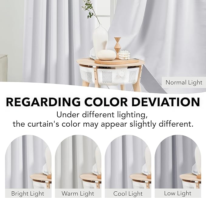 Deconovo Blackout Curtains, Thermal Insulated, W52 x L54 2 Panels, Back Tab, Machine Washable, Room-Darkening Drapes for Bedroom/Living Room Star White