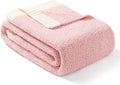 Snuggle Sac Heather Pink Throw Blanket for Couch, Reversible Super Soft Blankets Warm Cozy Knit Fuzzy Plush Lightweight Throws for Sofa, Bed, Camping,Heather Pink, 60x80