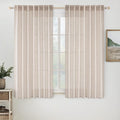 MIULEE Natural White Linen Curtains 54 Inch Length 2 Panels for Bedroom Living Room, Soft Thick Linen Textured Short Window Drapes Semi Sheer Light Filtering Back Tab Rod Pocket Burlap Look Decor