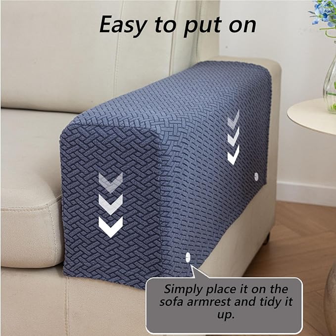 Soothing Home Sofa Covers, Sofa Hero Covers, Wear-Resistant Universal Couch Covers Washable Stretch Sectional Couch Cushion Covers (Metal Grey,Arm Rest Covers 2pcs)