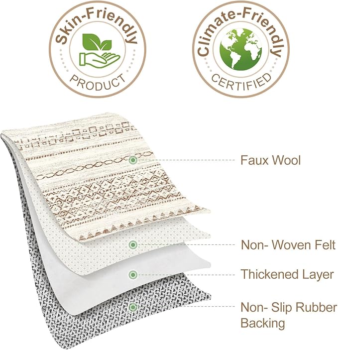 Nakagishi 7x9 Area Rug Living Room: Washable Boho Large Neutral Modern Soft Farmhouse Rugs Stain Resistant Indoor Floor Non-Slip Carpet for Bedroom Nursery Kids Playroom Office Dining Room- Brown