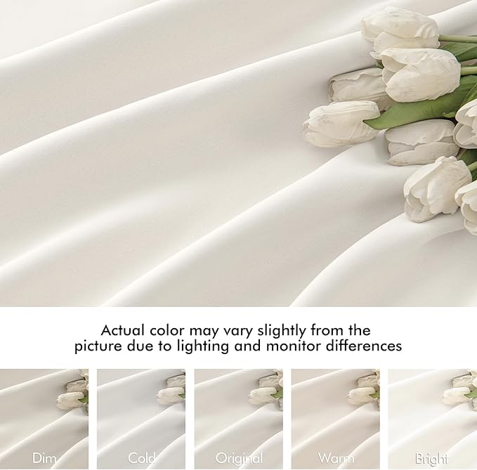 MIULEE Ivory Back Tab Blackout Curtains 63 Inch Length 2 Panels Set for Living Room Bedroom Privacy, Rod Pocket/Pinch Pleat Thermal Insulated Room Darkening Pleated Light Blocking Drapes