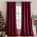 MIULEE Christmas Burgundy Velvet Curtains Solid Soft Red Blackout Curtain Grommet Top Thermal Soundproof Room Darkening Curtains/Drapes/Panels for Living Room Bedroom 52 x 72 Inch 2 Panels