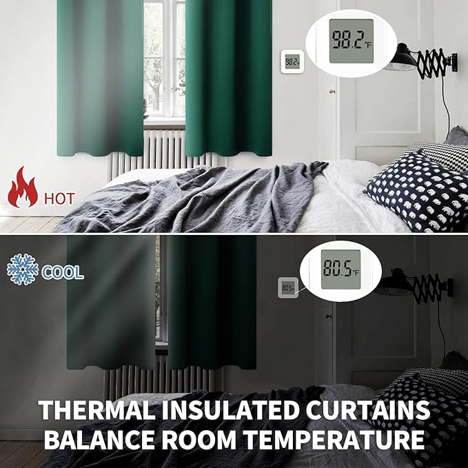 BGment Blackout Curtains for Bedroom - Grommet Thermal Insulated Room Darkening Curtains for Living Room, Set of 2 Panels (52 x 95 Inch, Emerald)