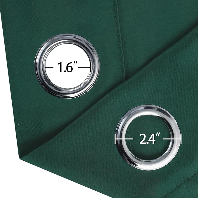 LEMOMO Blackout Curtains 66 x 54 Inch Long Dark Green Curtains Set of 2 Panels Room Darkening Curtains for Bedroom and Living Room