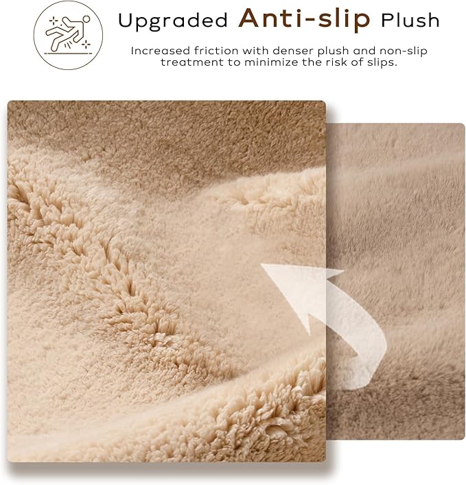 Ashler Faux Fur Rug, Upgraded Soft Faux Rabbit Fur, Beige Area Rugs, 2 x 6 Feet, Machine Washable Nursery Decor Throw Rugs for Bedroom, Kids Room, Living Room