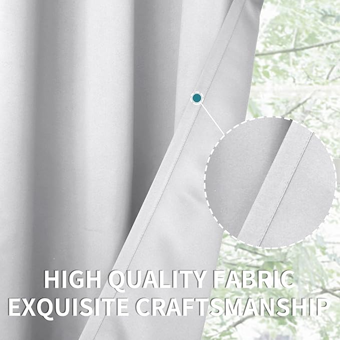 BGment Room Darkening Curtains 63 Inches Long - Grommet Thermal Insulated Drapes Window Treatment Curtains for Bedroom, 2 Panels, 70 x 63 Inch, Greyish White