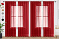 SpaceDresser Christmas Red Sheer Curtains 4 Panels Rod Pocket Semi-Sheer Curtain 45 Inches Long Light Filtering Voile Window Drapes for Bedroom Living Room Kitchen, Each 52W x 45L