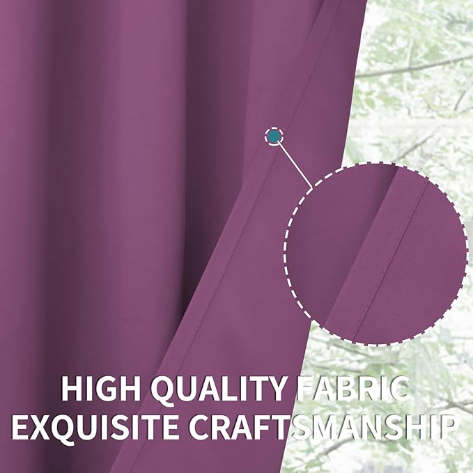 BGment Room Darkening Curtains 72 Inches Long - Grommet Thermal Insulated Drapes Window Treatment Curtains for Bedroom, 2 Panels, 52 x 72 Inch, Eggplant Purple