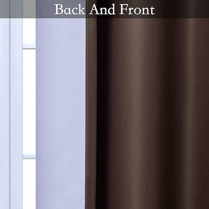 SimpleHome Ombre Room Darkening Curtains for Bedroom, Light Blocking Gradient Grey White to Brown Thermal Insulated Grommet Window Curtains/Drapes for Living Room,2 Panels, 52x84 inches Length