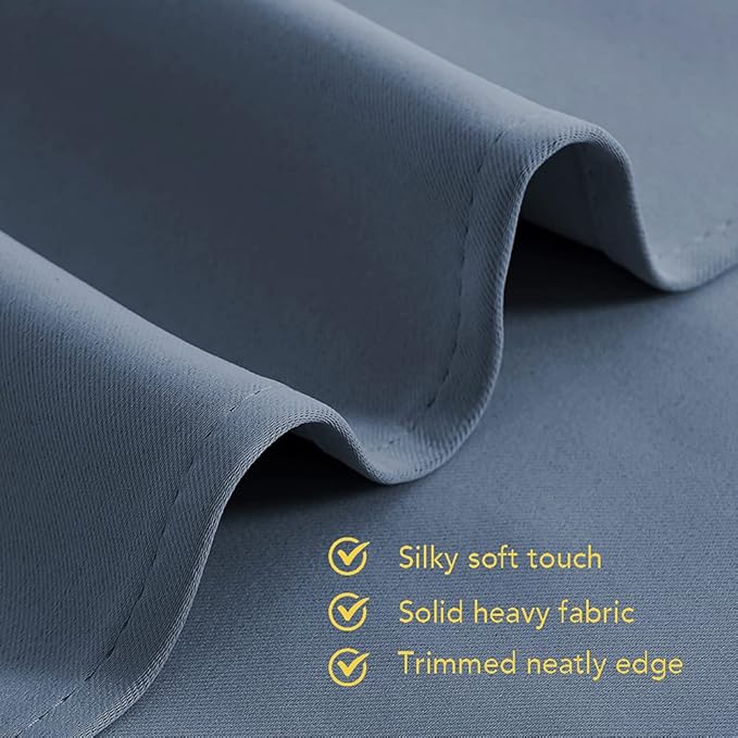 NICETOWN Stone Blue Thermal Insulated Curtains Blackout Draperies, Set of 2, 34 by 40 inches Long, Window Treatment Solid Grommet Room Darkening Drape Panels for Bedroom