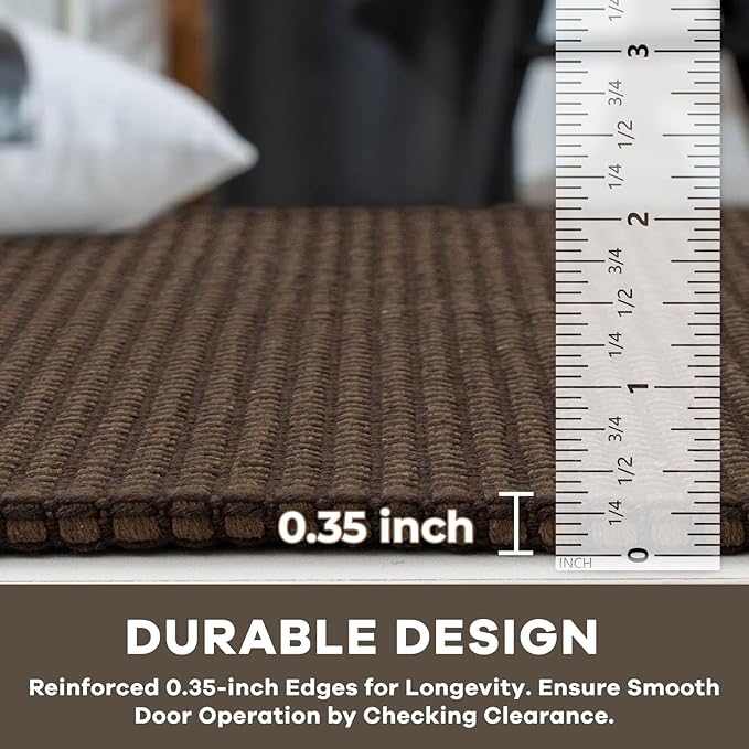KOZYFLY Washable Area Rug 6x9 ft Rubber Backed Non Slip Rugs for Living Room Braided Cotton Bedroom Rug Woven Office Rugs Indoor Floor Carpets for Dining Bedroom Living Room, Reddish Brown/Coffee