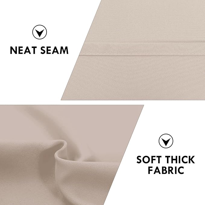 DWCN Blackout Curtains Thermal Insulated, Energy Saving & Noise Reducing Bedroom and Living Room Curtains, Camel, W 52x L 63 Inch, Set of 2 Rod Pocket Curtain Panels