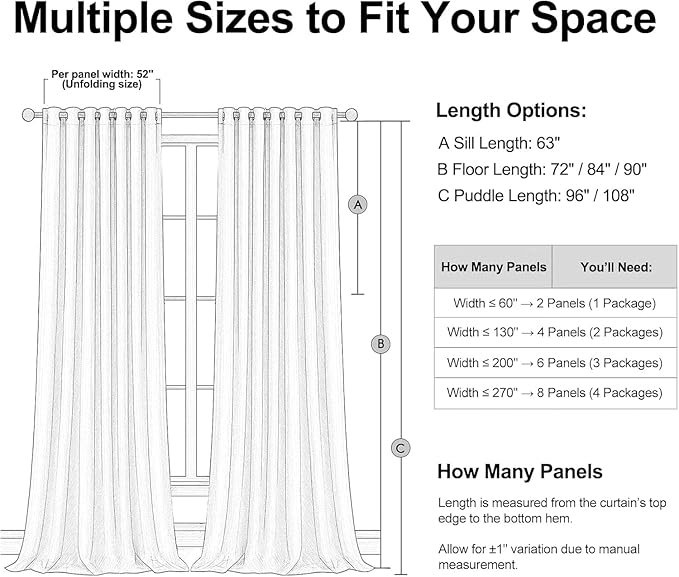 Linen Blackout Curtains 120 Inches Long for Bedroom 100% Black Out Luxury Farmhouse Ceiling Track Curtains with Hooks Drapes for Sliding Glass Patio Doors Inside 10 ft Large Window (W52 xL120 2Panels)