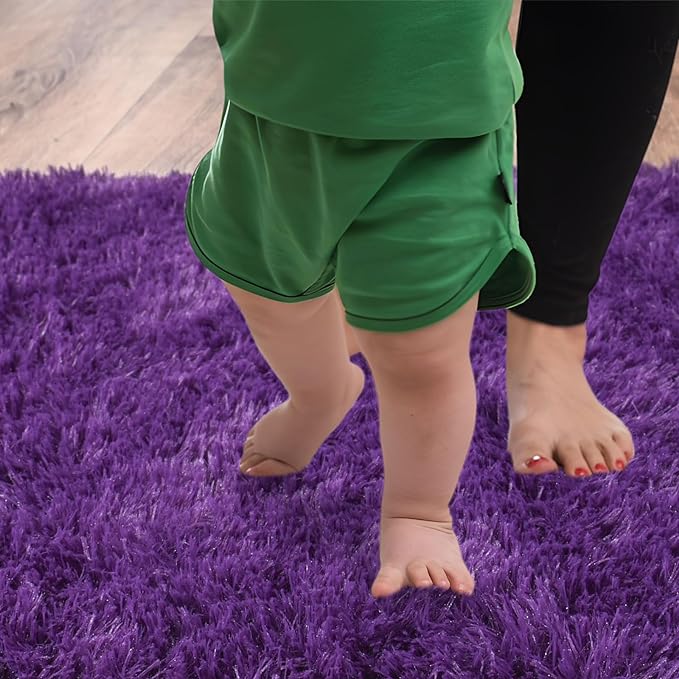 Soft Runner Rugs for Bedroom Hallways, 2x4 Purple Fluffy Shag Throw Area Rug Non Slip for Bedside Dorm, Long Shaggy Furry Carpet for Nursery Living Room