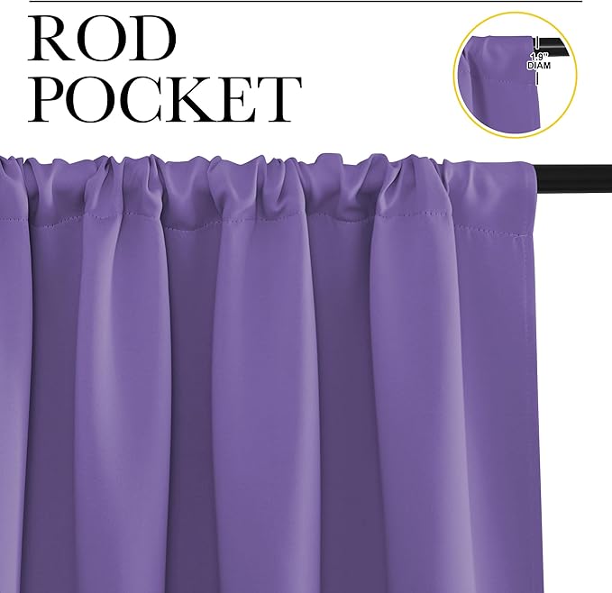 NICETOWN RV Blackout Curtains for Camper Windows, Lilac Purple, 34" x 30", Set of 2, Kitchen Curtains, Short Blackout Drapes, Thermal Insulated Rod Pocket Window Treatment Draperies for Nursery