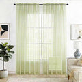 SpaceDresser Check Sheer Curtains 45 Inches 2 Panels Set, Rod Pocket Plaid Window Curtain for Living Room, Sage Green Semi Sheer Drapes for Kitchen Bedroom Children Room Yard（Sage Green, 52W x 45L）